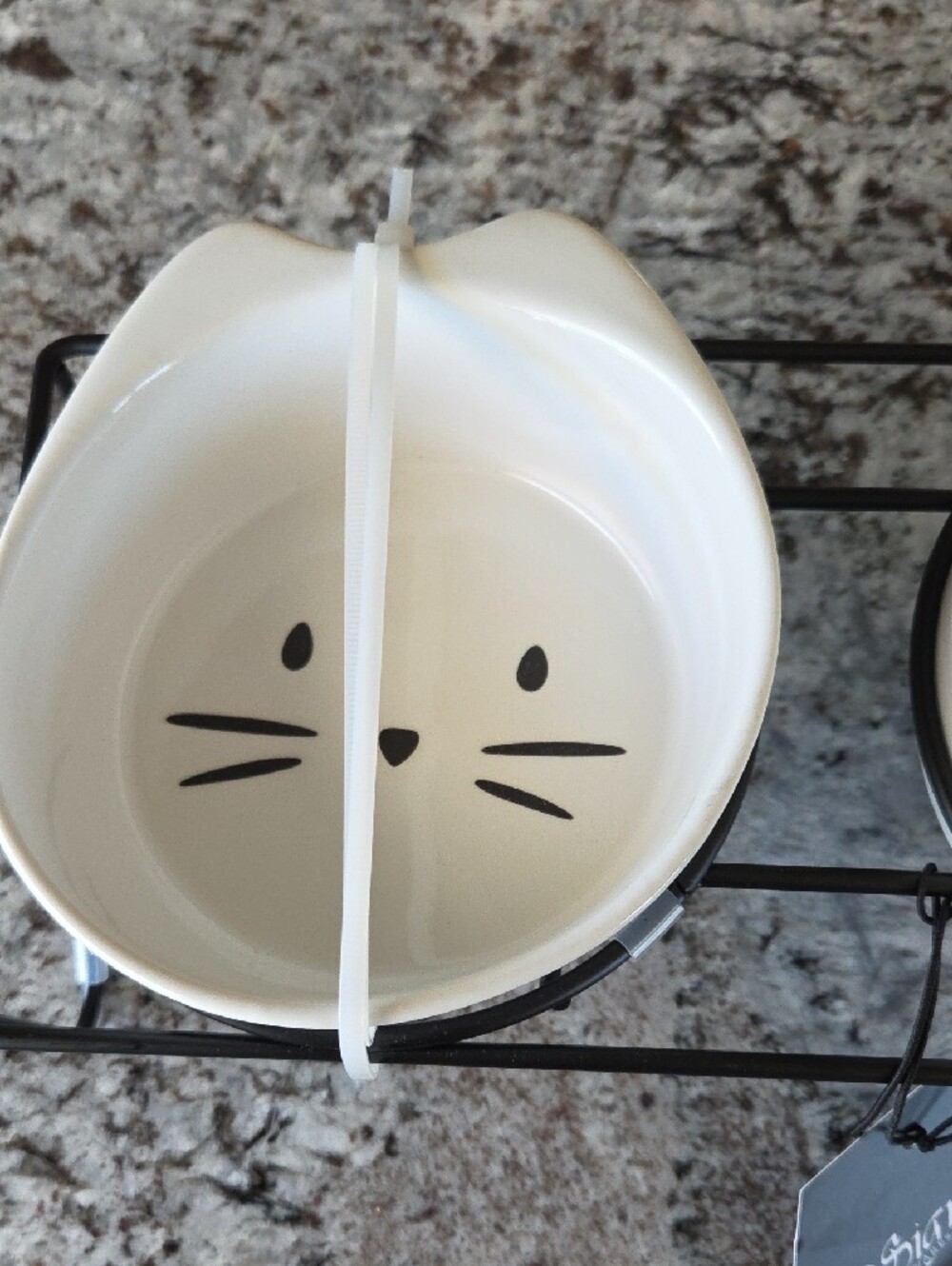Signature Cat Ceramic Double Bowl Set in White - Picture 4 of 7
